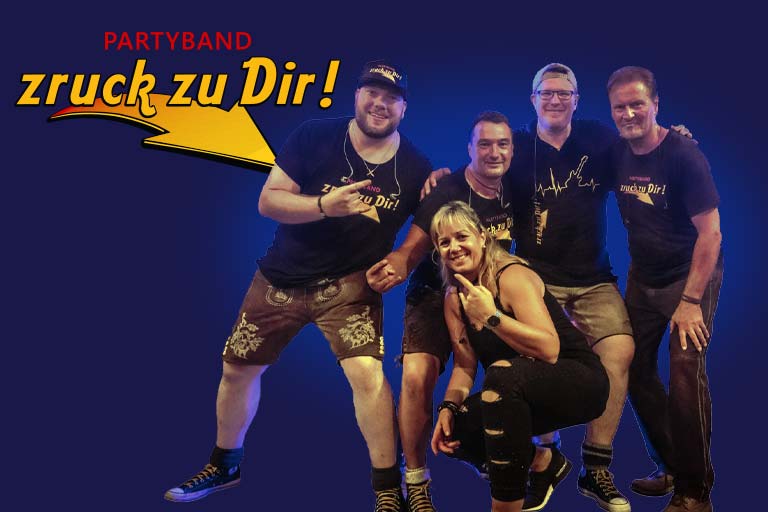 Zruck zu Dir, Live auf dem Puchheimer & Brucker Volksfest Gruppenfoto der Partyband Zruck zu Dir